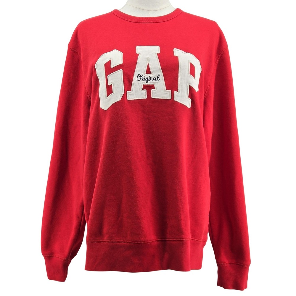 Gap Sweatshirt Mens L Red Pullover Fleece Heavyweight‎ Graphic Logo Embroidered